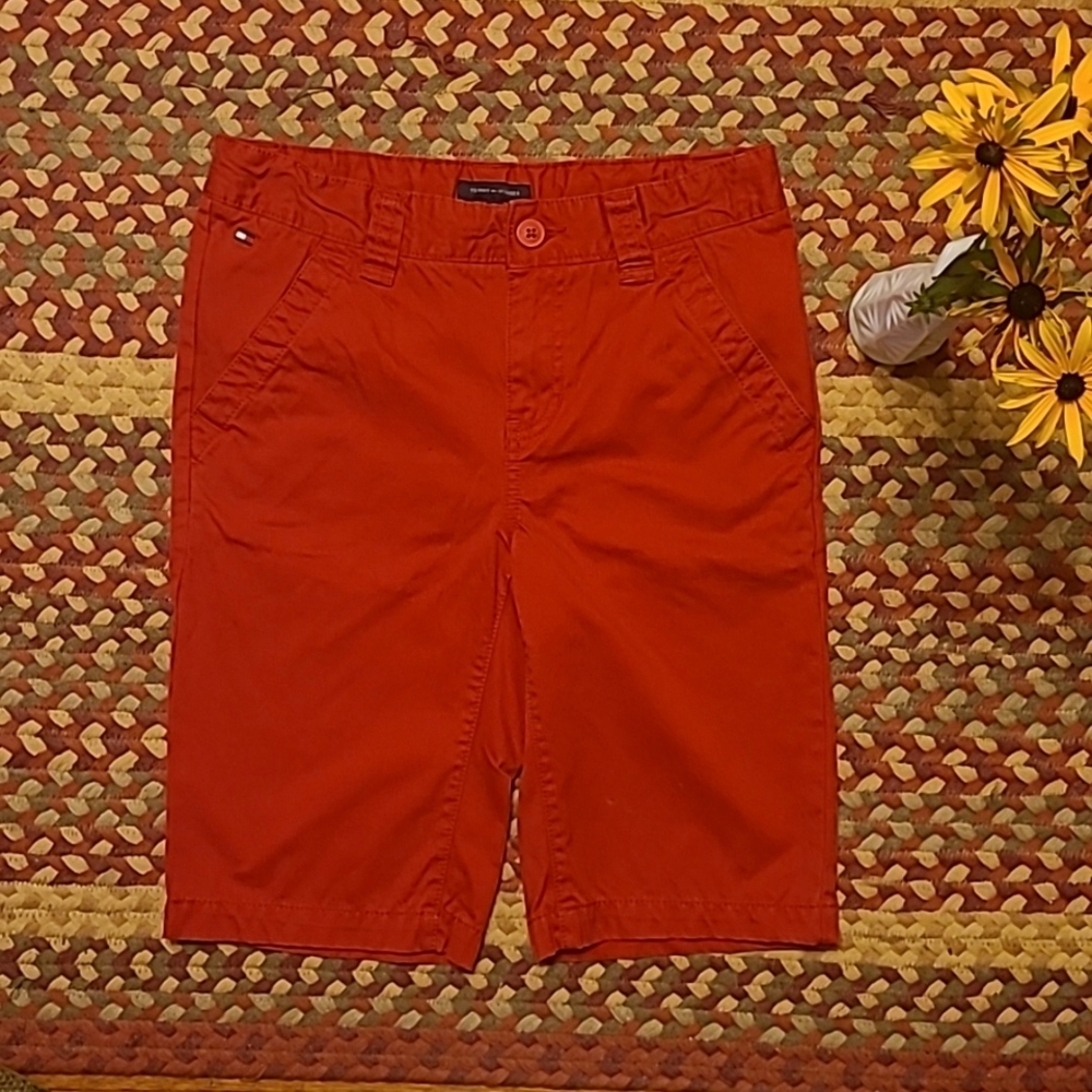 3/$15 Tommy Hilfiger Red Cotton Bermuda Long Short Size Youth 16